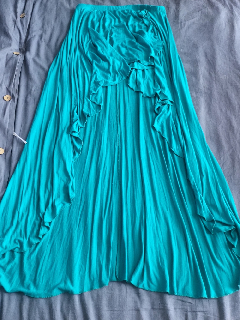 Costa Blanca Turquoise High-Low Ruffle Skirt